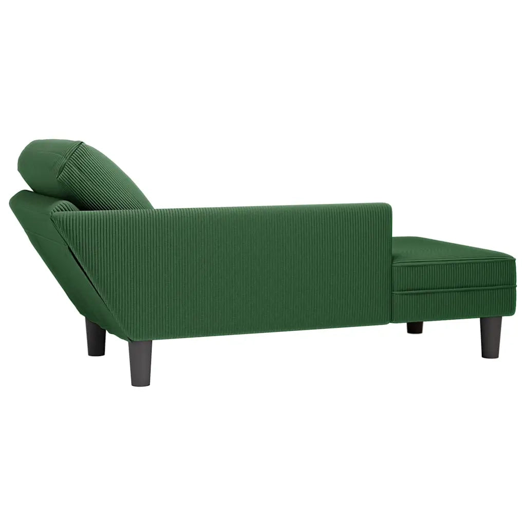 Sdraio con Cuscino Destro in Velluto a Coste Verde Scuro 4009820