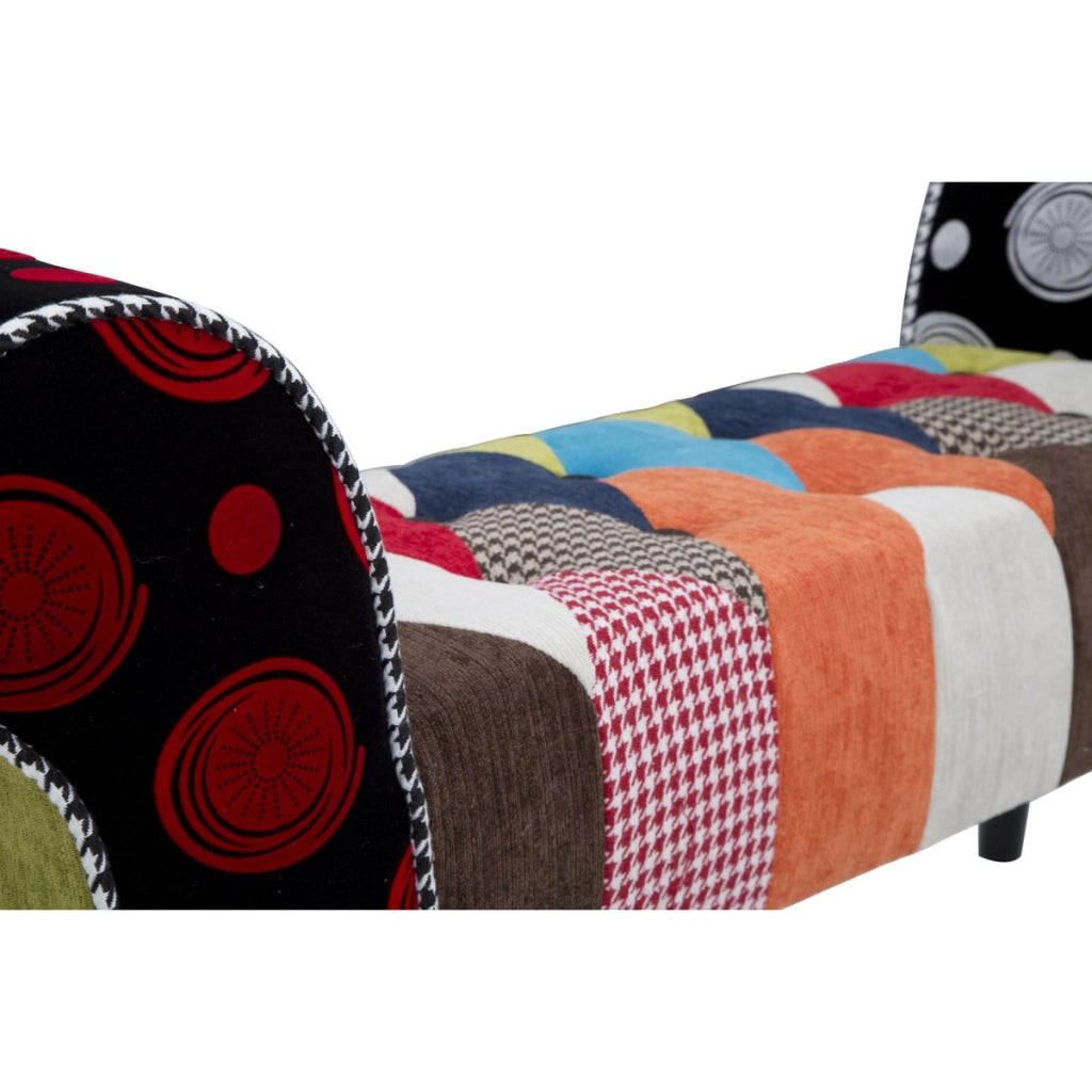 Panca Imperial con braccioli in patchwork multicolor 102x35x54 cm