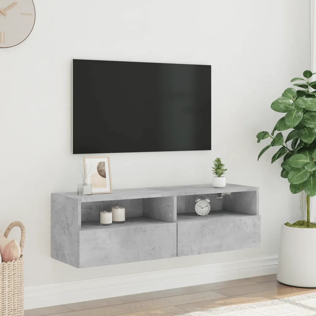 Mobile TV a Parete | Armadietto TV | Mobile Porta TV Grigio Cemento 100x30x30cm Legno Multistrato