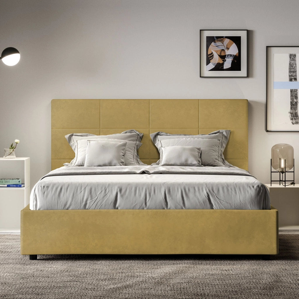 Letto Matrimoniale 160x190 cm con Rete Mika Ocra