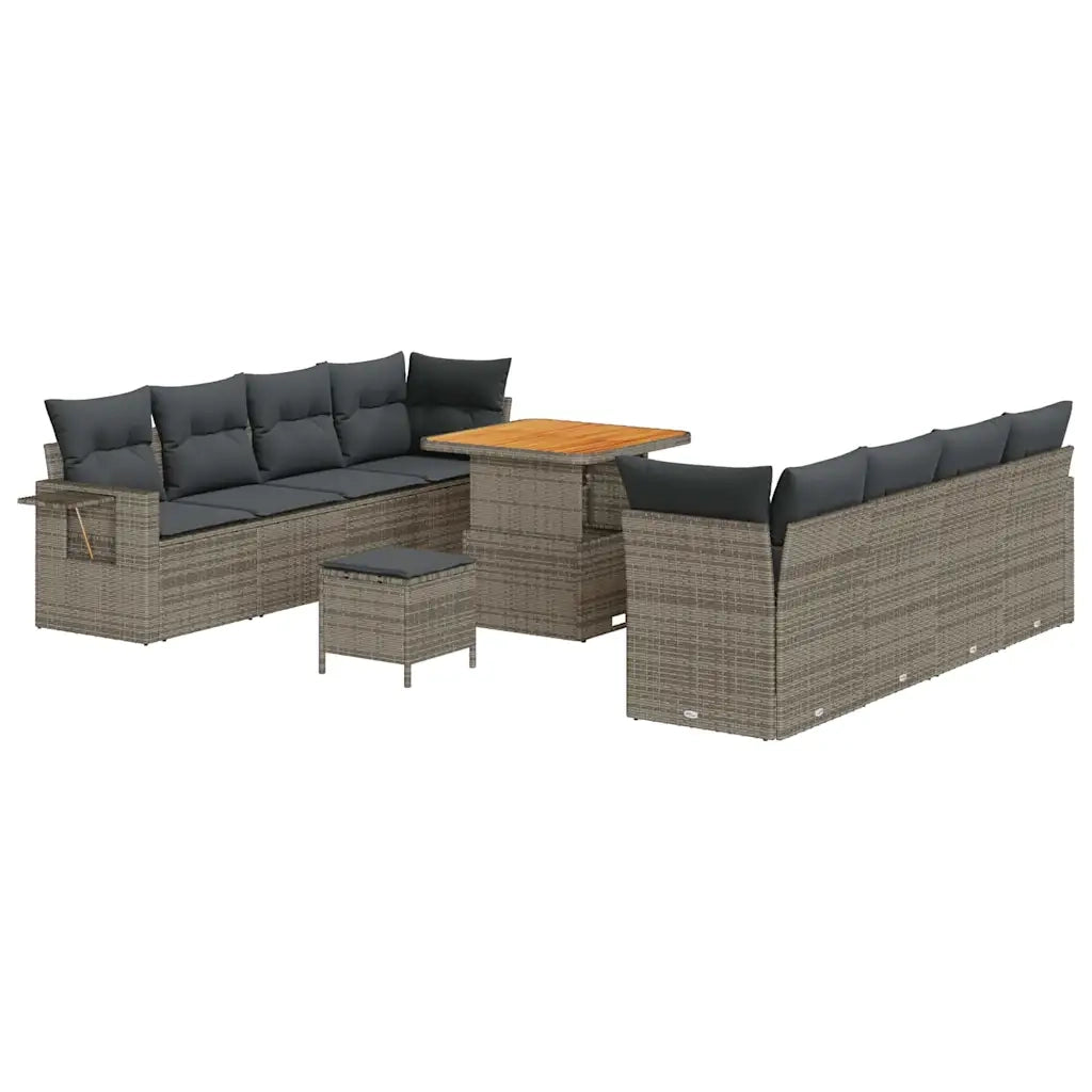 Set Divano da Giardino con cuscino 11 pcs Grigio polyrattan 3363668
