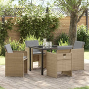 Set da Pranzo per Giardino 5 pcs Beige polyrattan