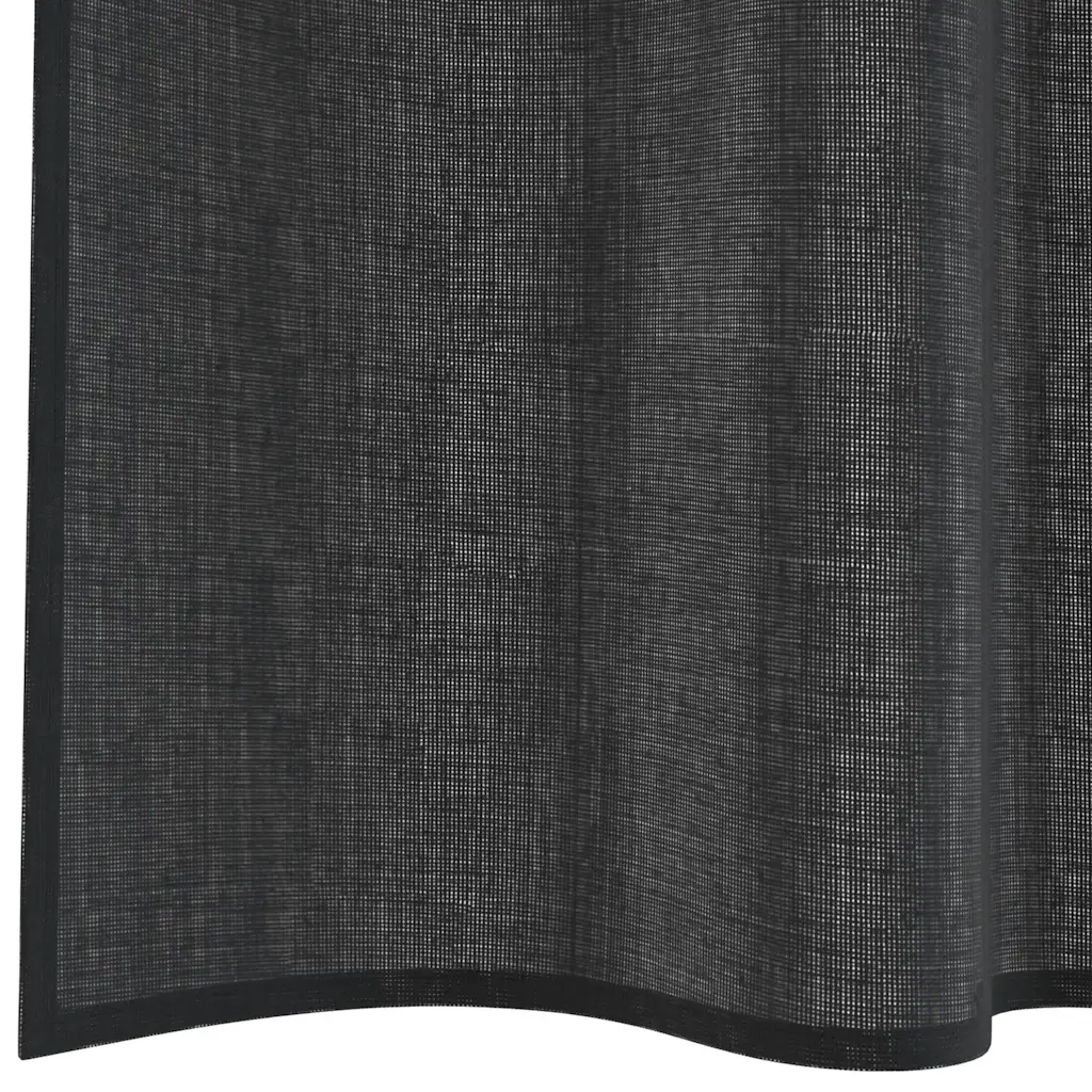Tende in Voile con Tasche per Aste 2 pz Nero