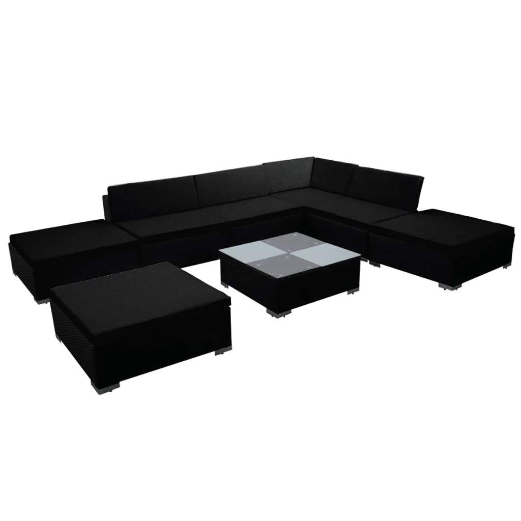 Set Mobili da Giardino con Cuscini 8 pz in Polyrattan Nero 310065
