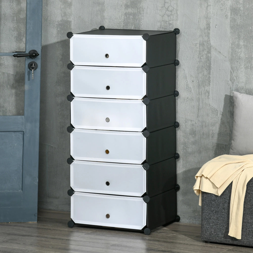 Armadio per scarpe modulare con 6 cubi impilabili ¨C Minimal ¨C 49x36.5x108 cm bianco
