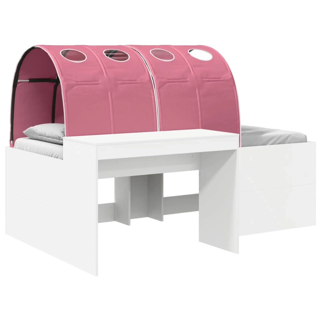 Letto alto per Bambini | Letto Infantile | Lettino con scrivania Bianco e Rosa