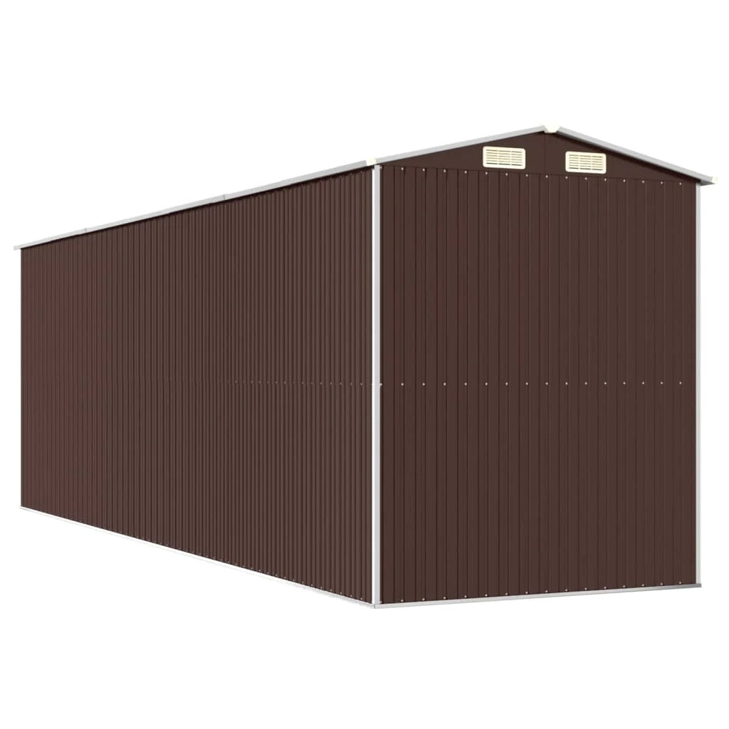 Casetta da giardino cabina ripostiglio capanno da esterno capanno per attrezzi robusta scura 192 x 606 x 223 cm acciaio zincato marrone 02_0022322