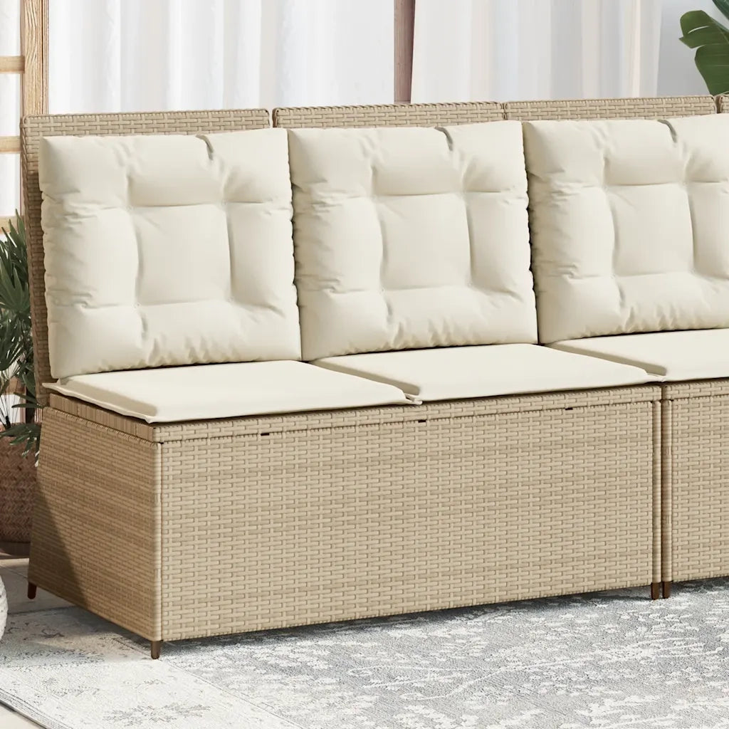 Panchina Reclinabile da Giardino | Panca da Giardino con Cuscini Beige in Polyrattan