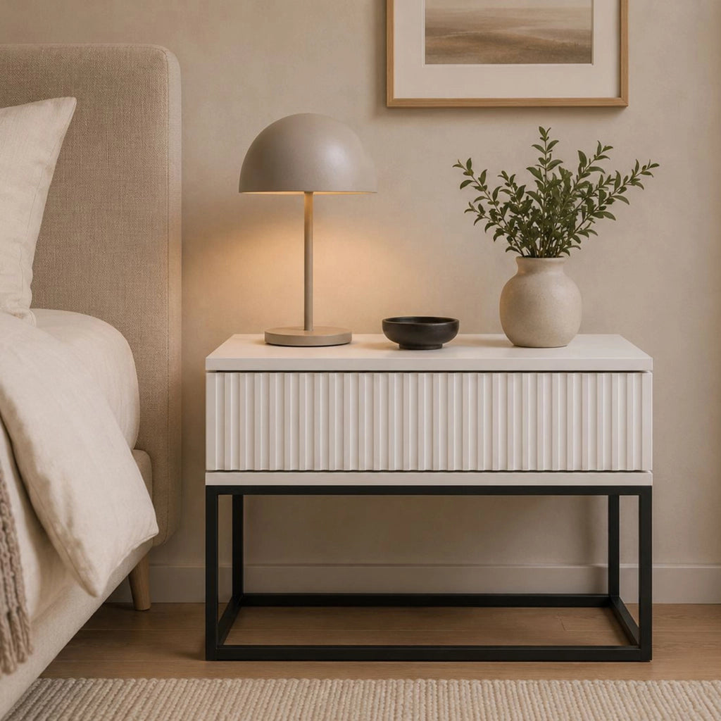 Leletete, Comodino un Cassetto, 60x39x52h cm Bianco