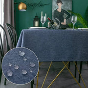 Tavolo quadrato copri tavolo resistente alle macchie Blu 140x240cm Effetto lino impermeabile copri tavolo per tavolo sala da pranzo ristorante protezione (Blu, 140x240cm)