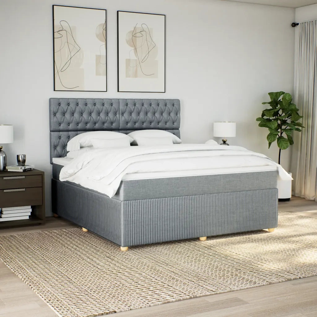 Giroletto a Molle con Materasso Grigio Chiaro180x200 cm Tessuto