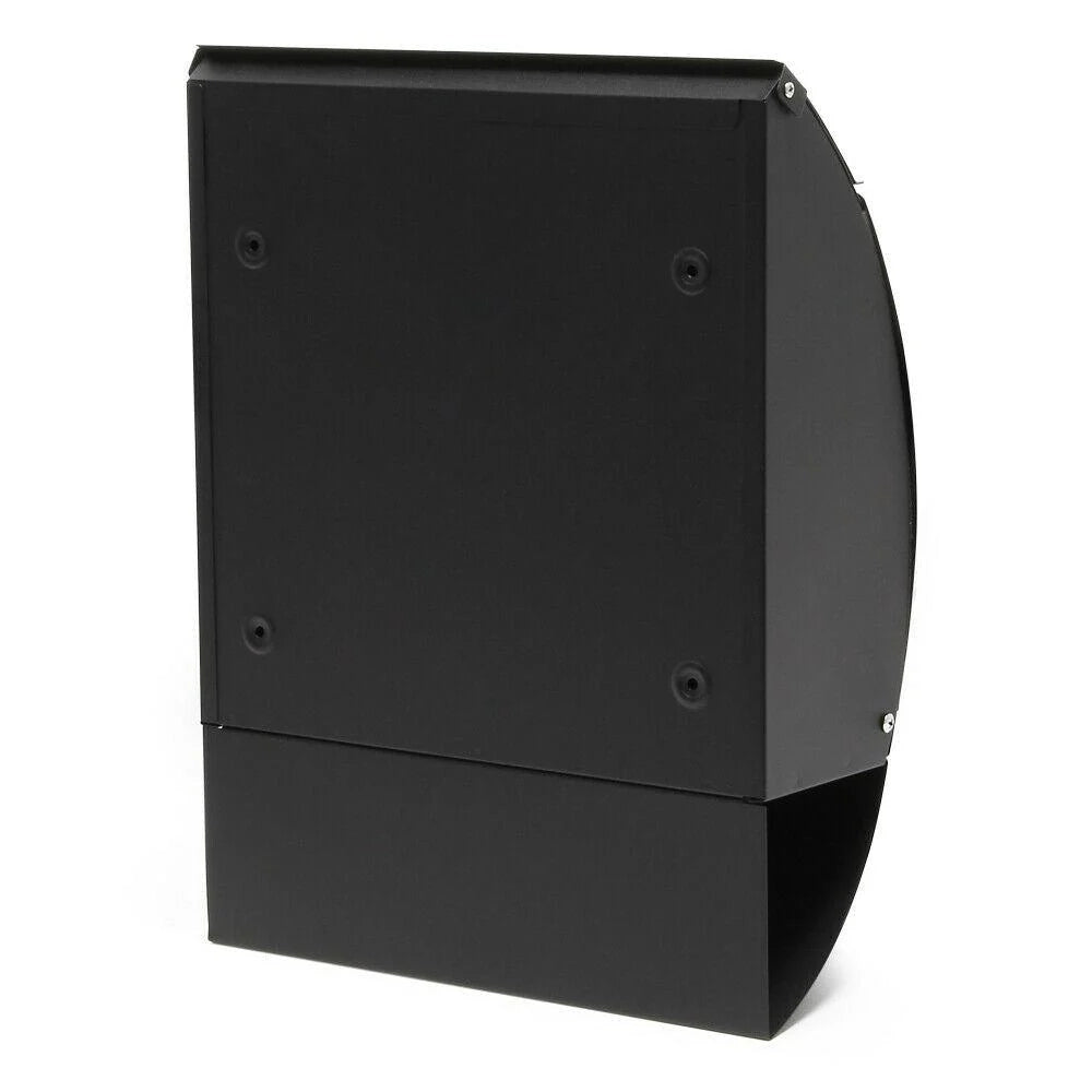 Cassetta postale di design da parete con scomparto per giornali acciaio zincato 32 x 40 x 12 cm nero 16_0000081