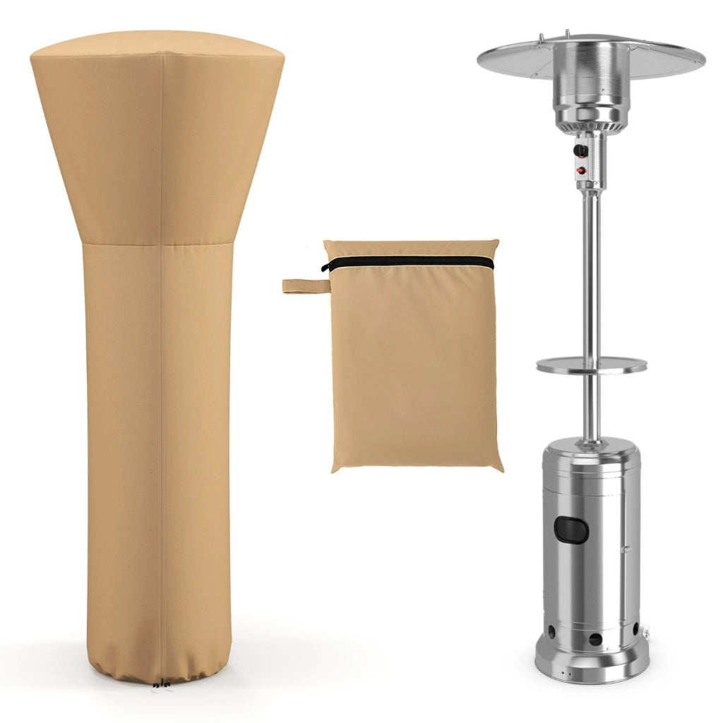 Copertura per riscaldatore da patio con cerniera e borsa per trasporto, Copertura per riscaldatore a propano da esterno Legno naturale-Stufe a fungo