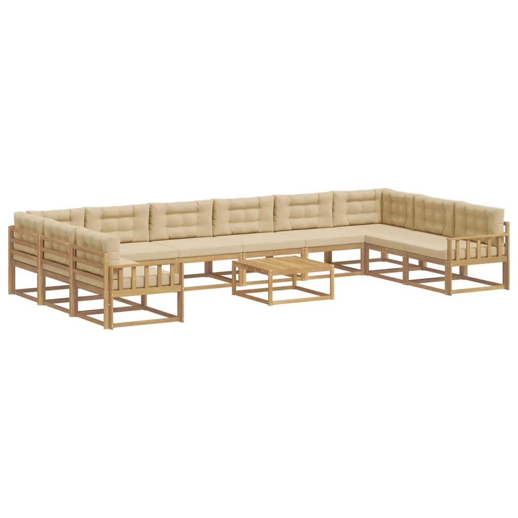 Set di divani da esterno con cuscino 11 pcs Bianco e Beige 3387137