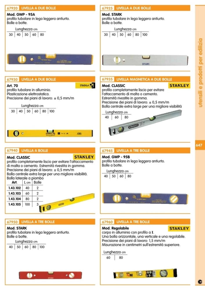 1pz livella a 2 bolle stabila art.70  80 cm cod:ferx.8576