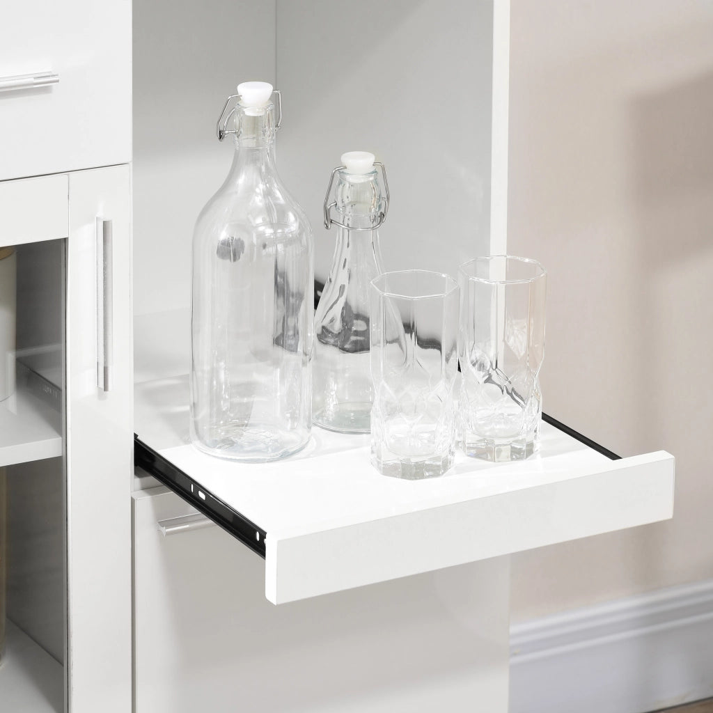 Credenza Moderna con Cassetti e Ante Vetro ¨C Zephmum ¨C Legno Bianco 60x40x95