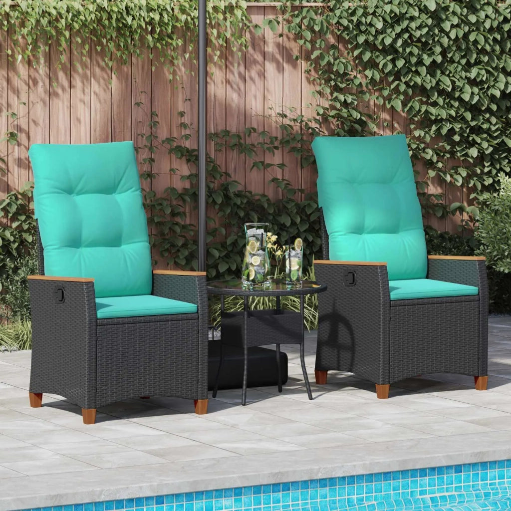 Sedia da giardino reclinabile Nero e Turchese polyrattan 42026868