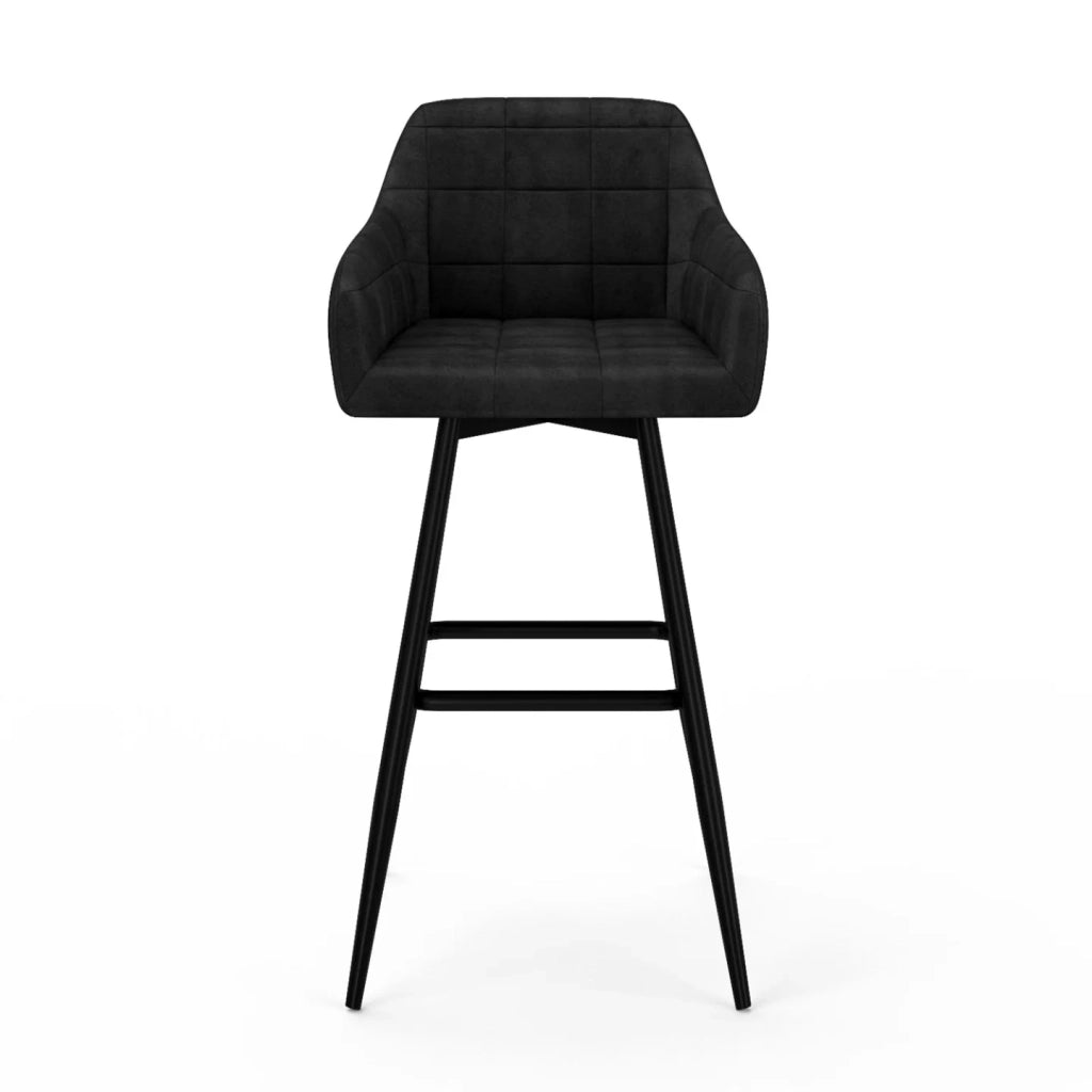 IDMarket - Set di 4 sgabelli da bar MADY con braccioli in velluto nero