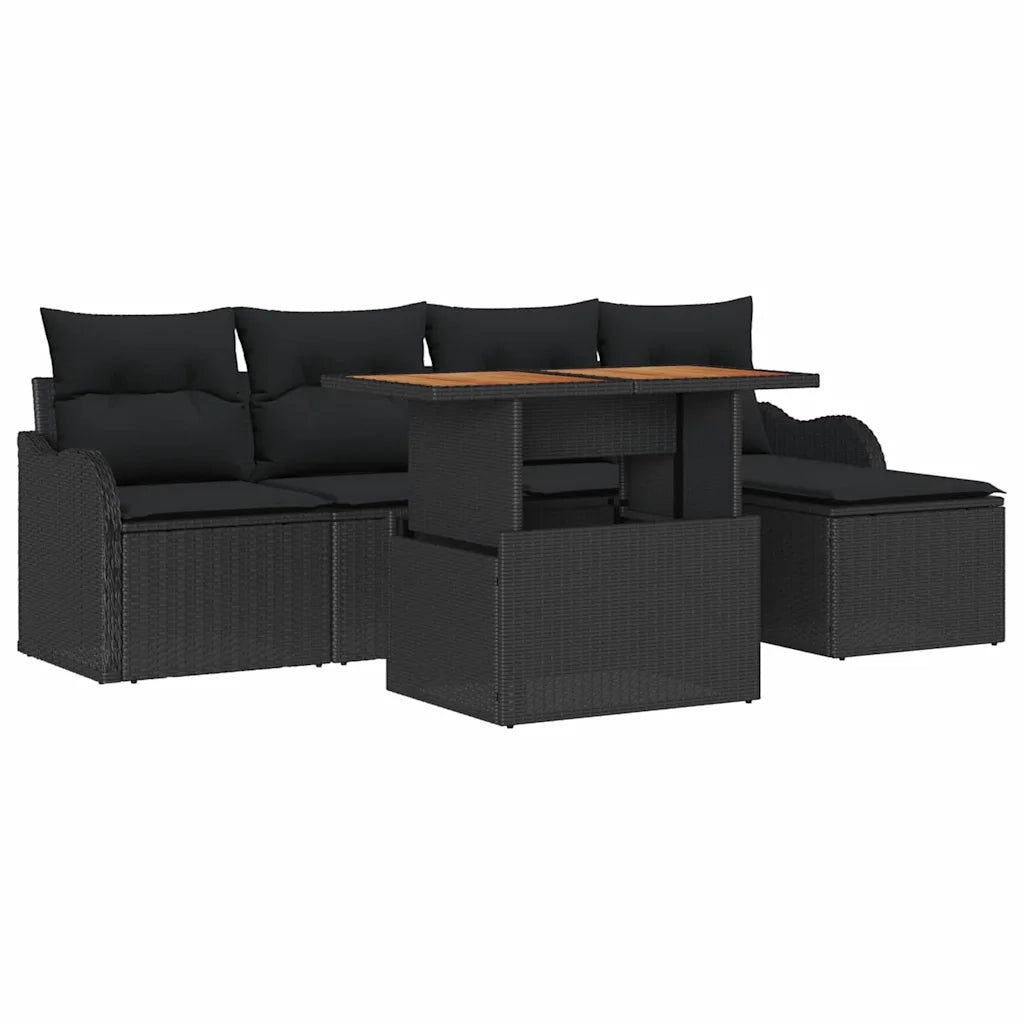 Set Divano da Giardino con archiviazione 6 pcs Nero Poly Rattan 3358186