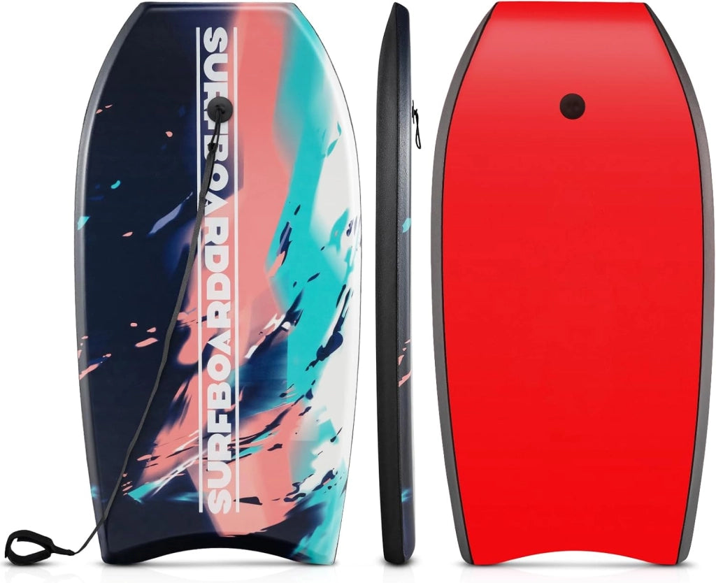 Tavola da Surf 41", BodyBoard con Guinzaglio per Polso in XPE + EPS + HDPE, Tavoletta Surf Leggero per Bambini, Ragazzi e Adulti