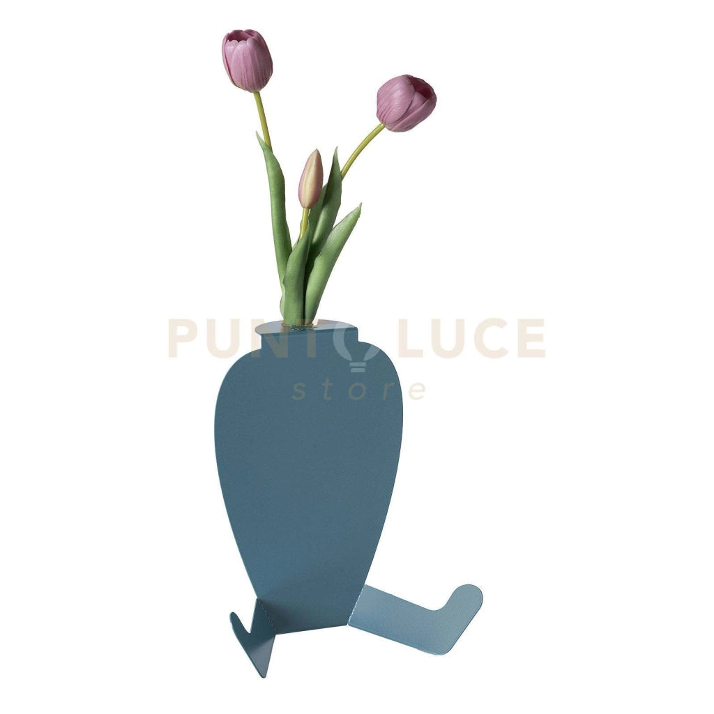 vaso portafiore decorativo statuino Blu oltremare in Ferro, vetro per la fiala 20x16,5x25h cm ( 25mm per la fiala)
