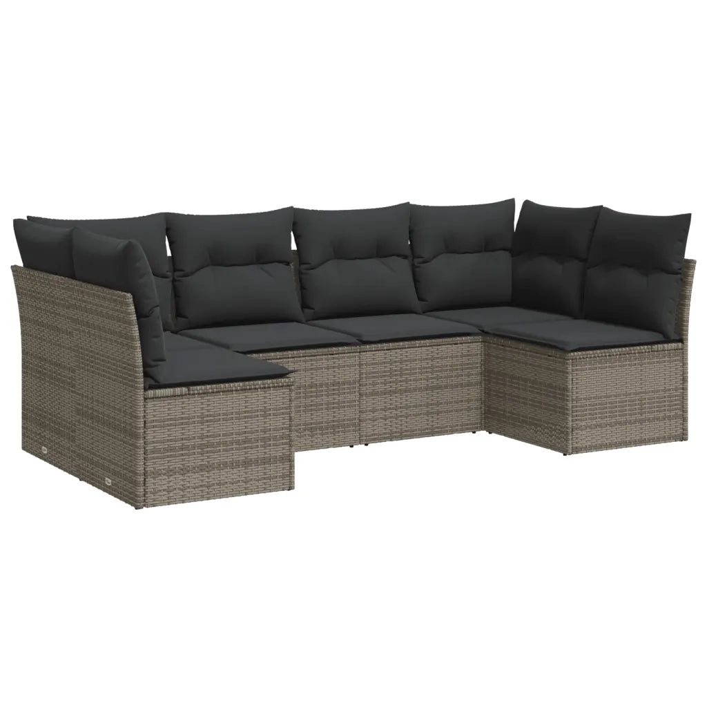 Set Divano da Giardino 6 pz con Cuscini Grigio in Polyrattan 3249229