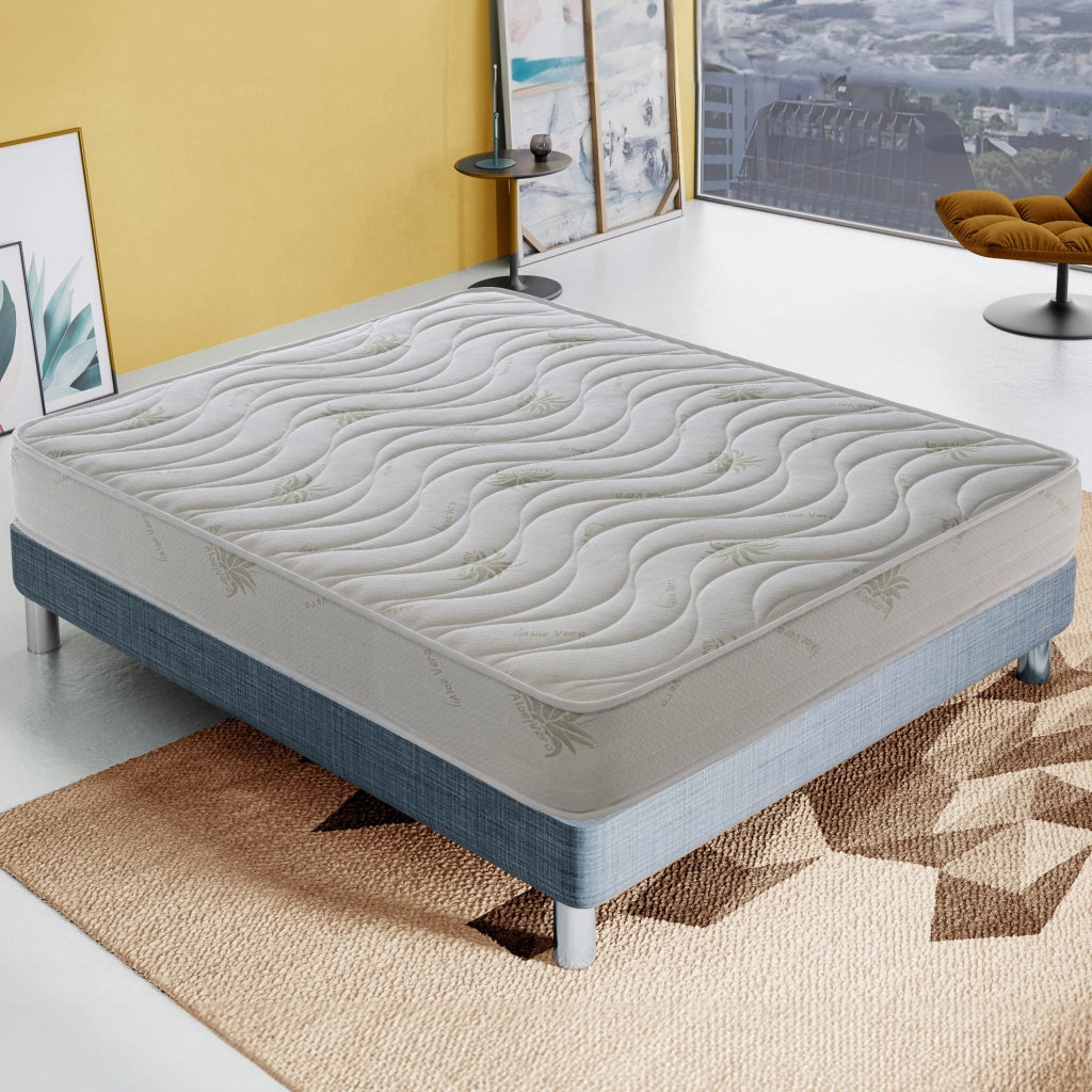 Materasso Piazza e Mezza 120x200 Alto 25 cm - Aloe Vera – Ortopedico – Alta densità – Onda Massaggiante - Massimo Comfort