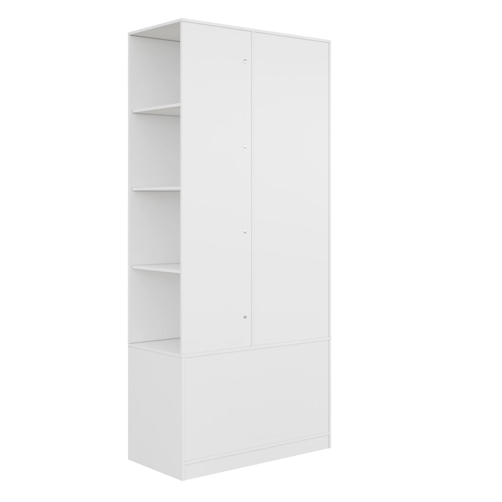 Armadio con specchio; 1 anta; 2 cassetti e 4 vani; per camera e ingresso; in MDF; bianco