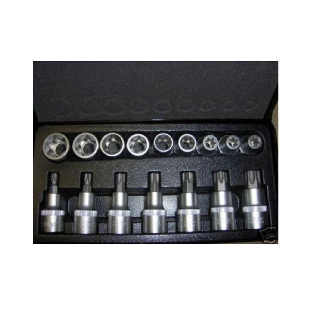 Trade Shop - Kit Inserti E Bussole Boccole Impronta Torx Per Set 17 Pezzi 1/2" 3 4 -