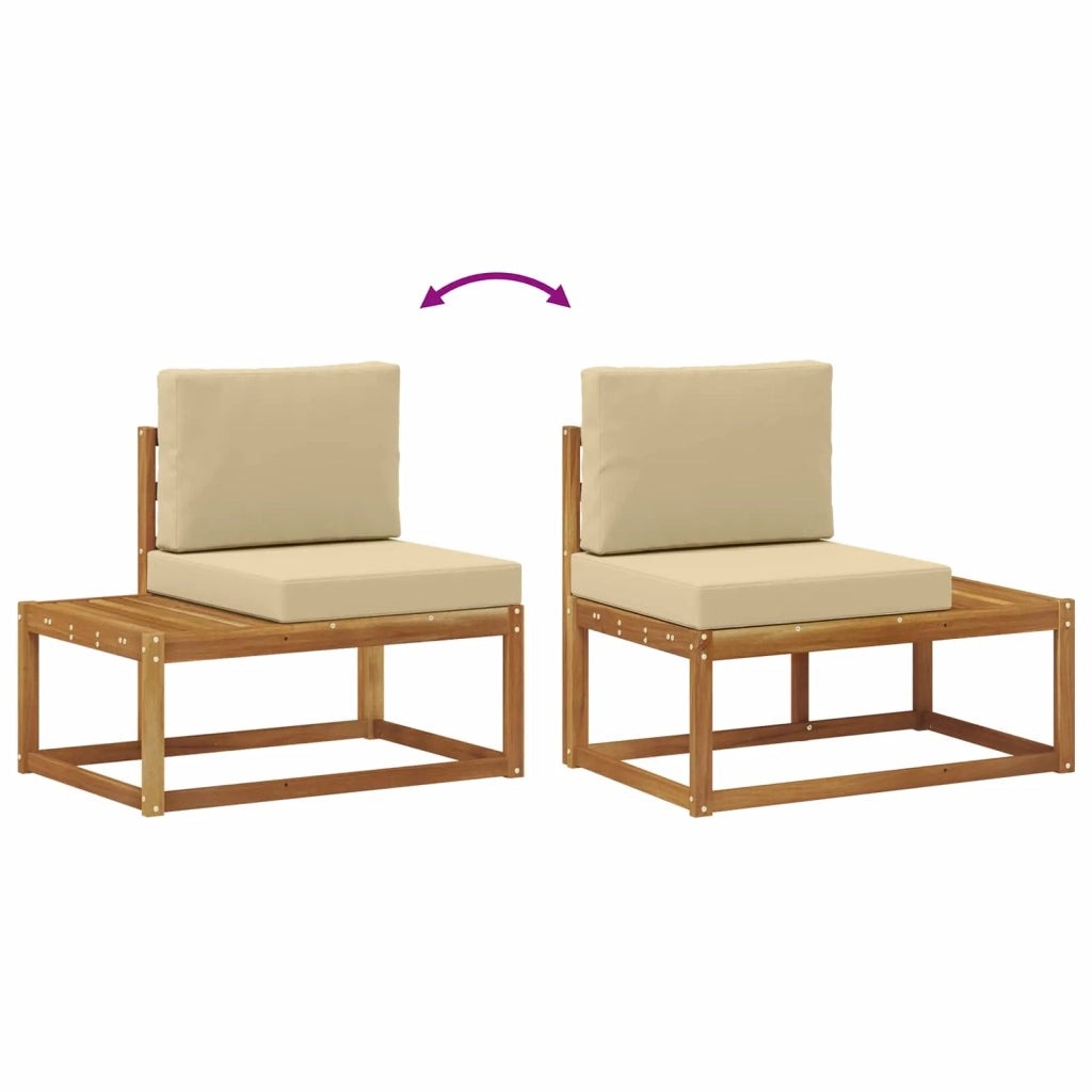 Divano da Esterno con cuscino 2 Pezzo Naturale e Beige 900482