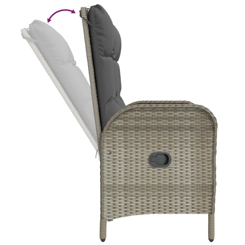 Set da Pranzo da Giardino 4 pz con Cuscini in Polyrattan Grigio
