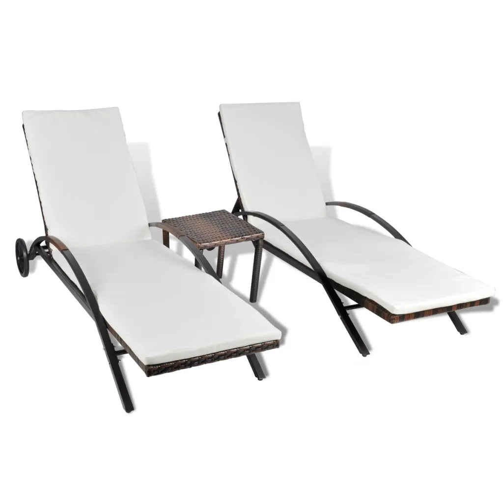 Lettini Prendisole con Tavolino in Polyrattan Marrone 42490