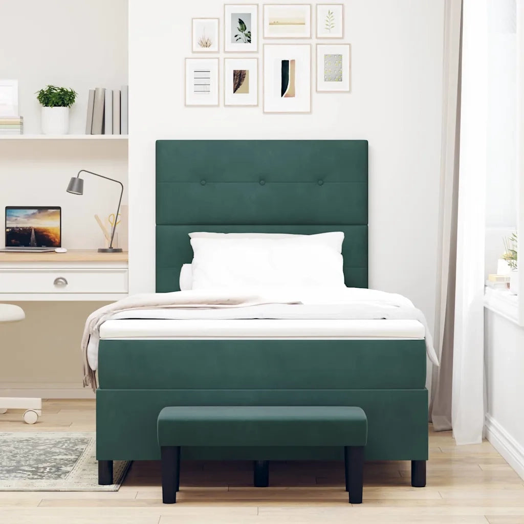 Letto a molle con cuscino Verde scuro 190 x 120 cm Velluto 3344501