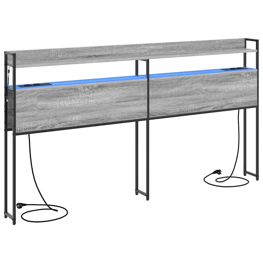 Testiera con lo scaffale-Testata contenitore Grigio sonoma 200 cm Legno multistrato