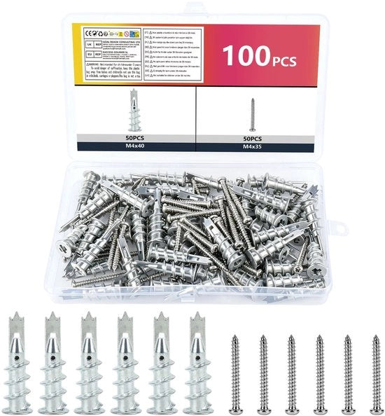 Set di chiodi per gesso, 120 chiodi per gesso auto perforanti in metallo, chiodi per gesso in metallo per fissaggio su calcestruzzo, mattoni.