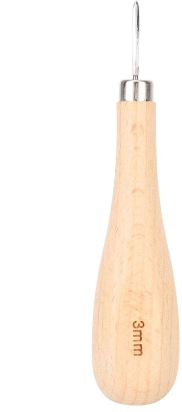 Manubrio in Legno di Betulla con Punta di Diamante - Pomo in Pelle - Maniglie in Acciaio di Alta Qualità - Strumento per Fissare - Resistente e Duraturo - Punto di Apprendimento