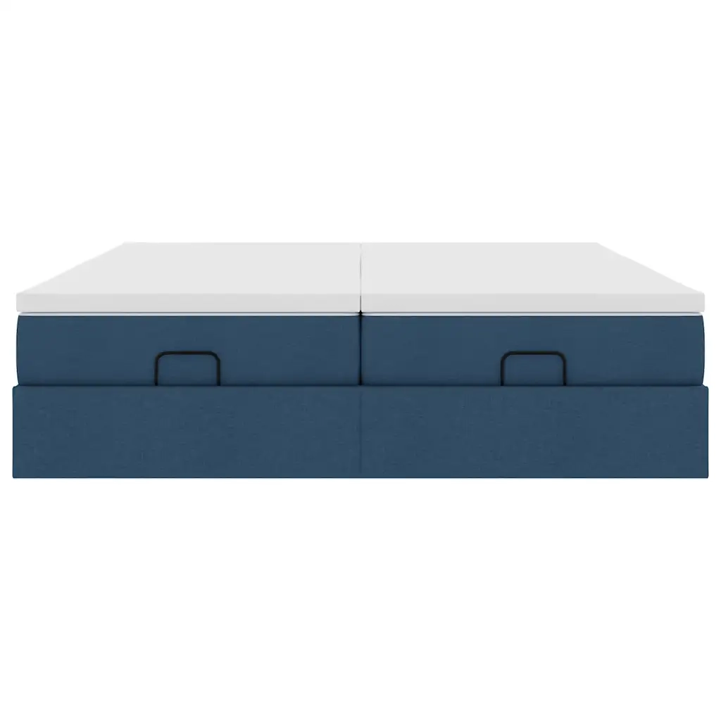Struttura Letto Pouf con Materassi Blu 200x200 cm in Tessuto