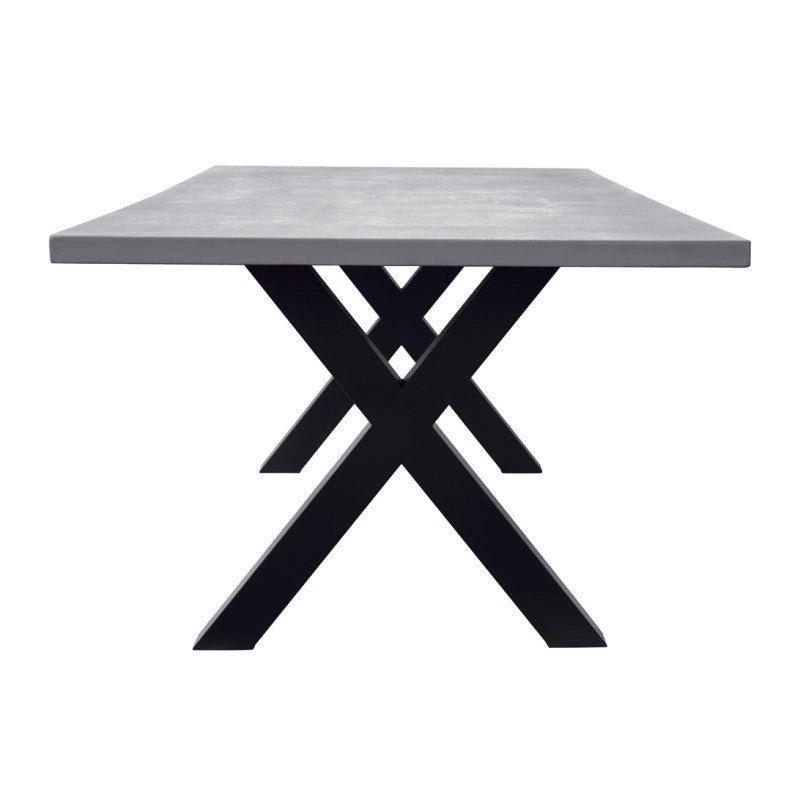 Tavolo Amantea 220x100 Alluminio Antracite Piano Resina Grigio Moia