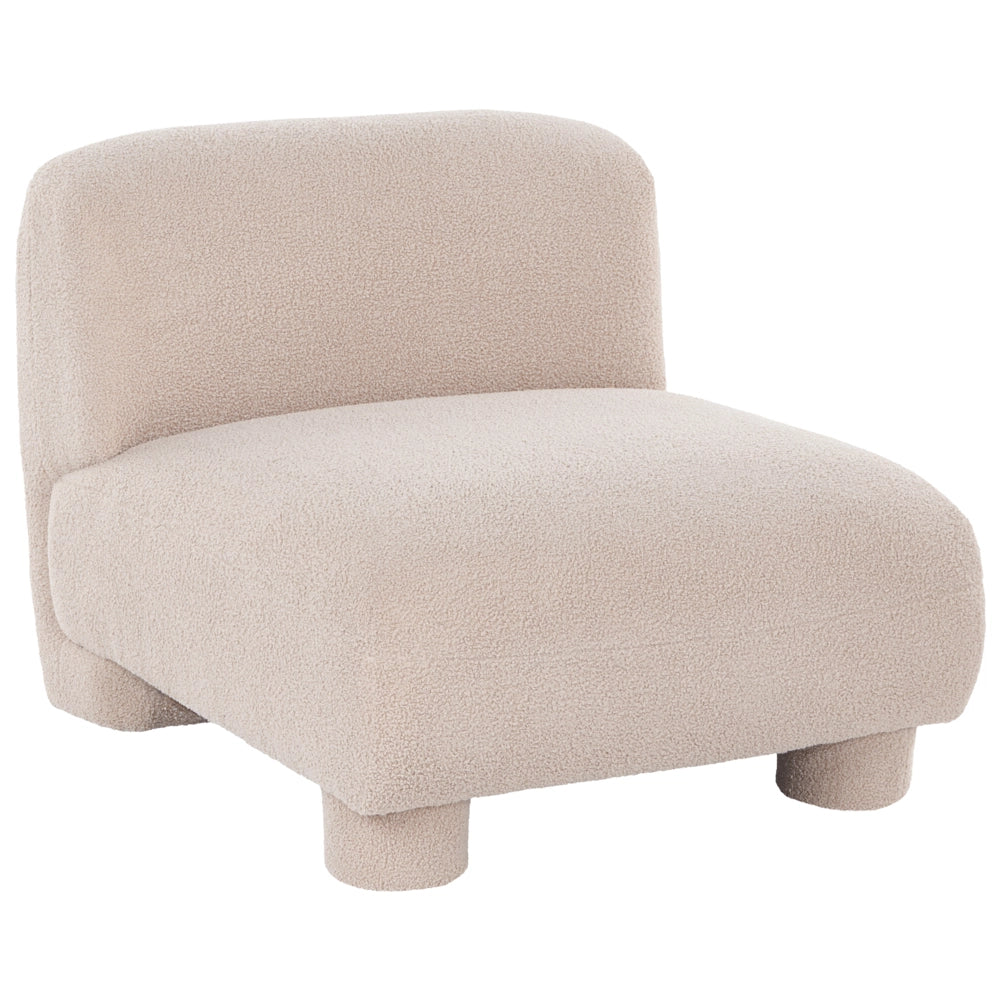Poltrona modulare Bouclé a 1 posto, profilo ribassato senza braccioli colore beige