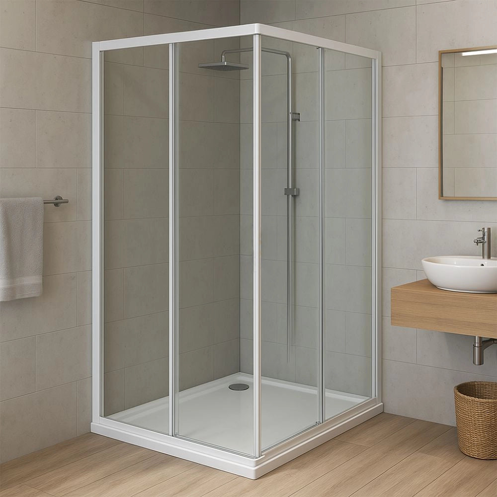Box cabina doccia angolare con due ante scorrevoli in cristallo temprato trasparente *** misure 76.5-79.5x116.5-119.5...