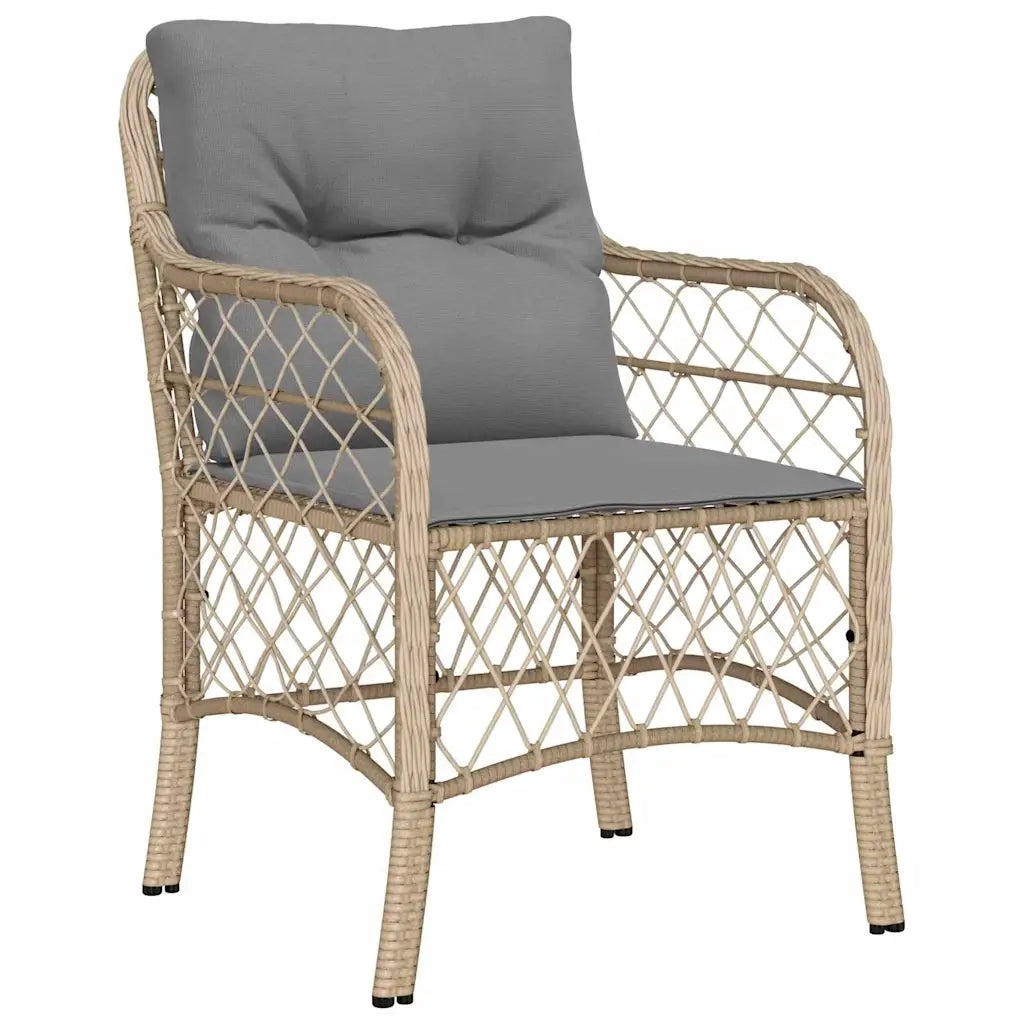 Set da Pranzo per Giardino con cuscino 5 pcs Beige polyrattan
