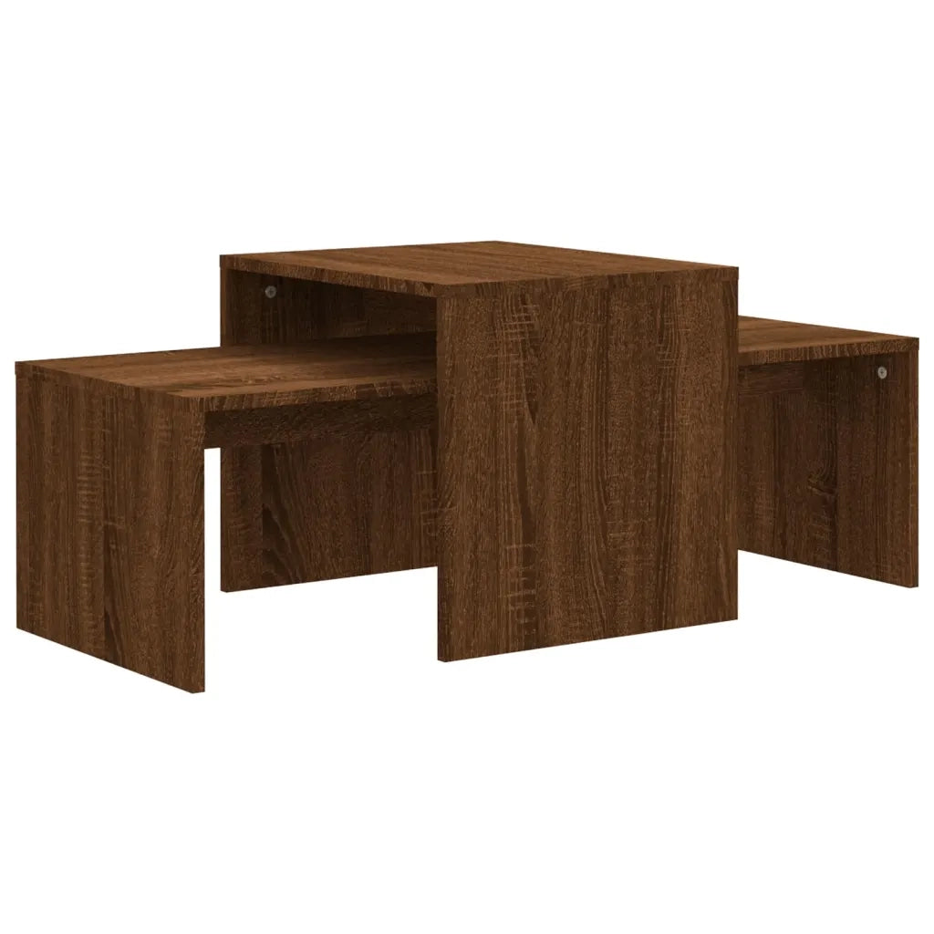 Set Tavolini Salotto Rovere Marrone 100x48x40 cm Multistrato 815548