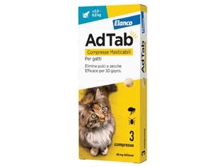 ADTAB COMPRESSE MASTICABILI PER GATTI KG.28  3 compresse da mg.48 di lotilaner    ADTAB