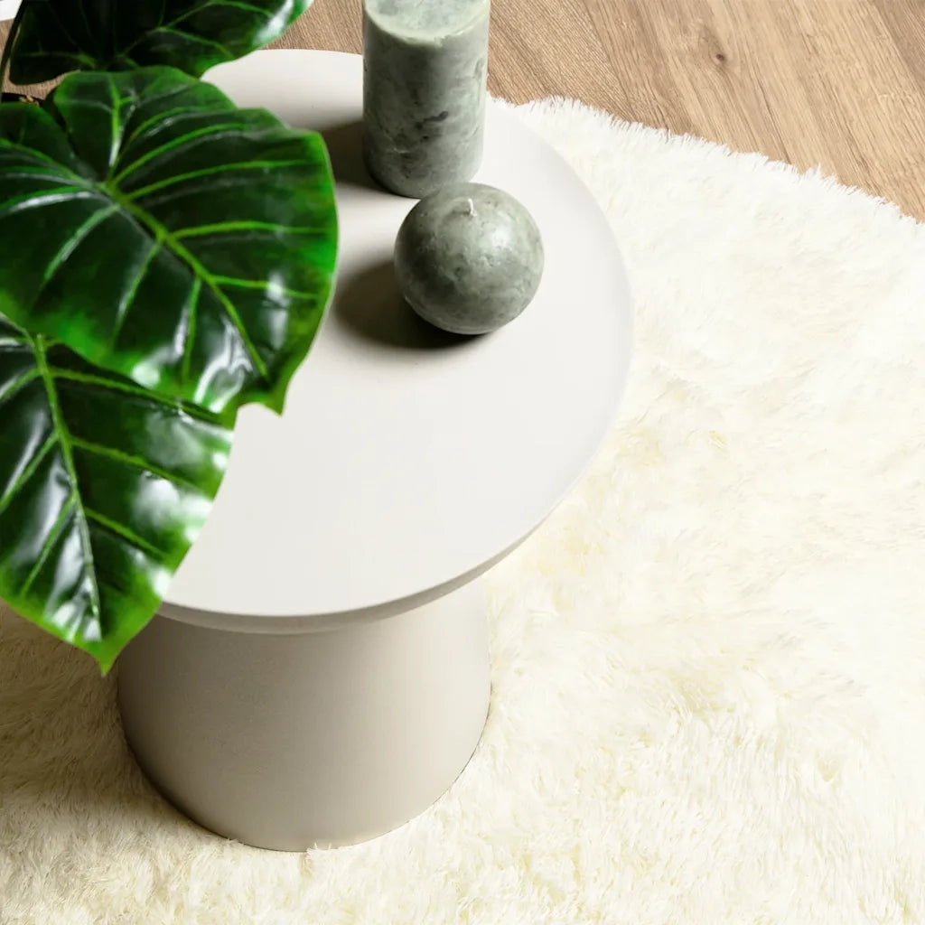 Tappeto Shaggy a Pelo Lungo NAVARRA Crema 120x120 cm poliestere 4102903