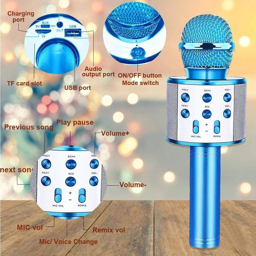 Trade Shop - Microfono Speaker Portatile Wireless Bluetooth Karaoke Con Cassa Integrata Gioco -