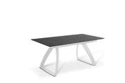 Tavolo Allungabile Barret 170/270x90 cm in HPL su MDF, Struttura con Gambe in Alluminio Bianco e Top Nero - Arredo Moderno