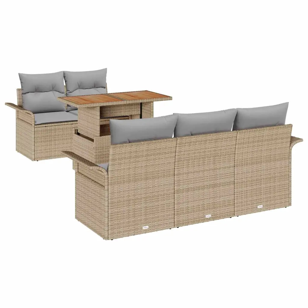 Set Divano da Giardino 6 pcs Beige Poly Rattan 3358009