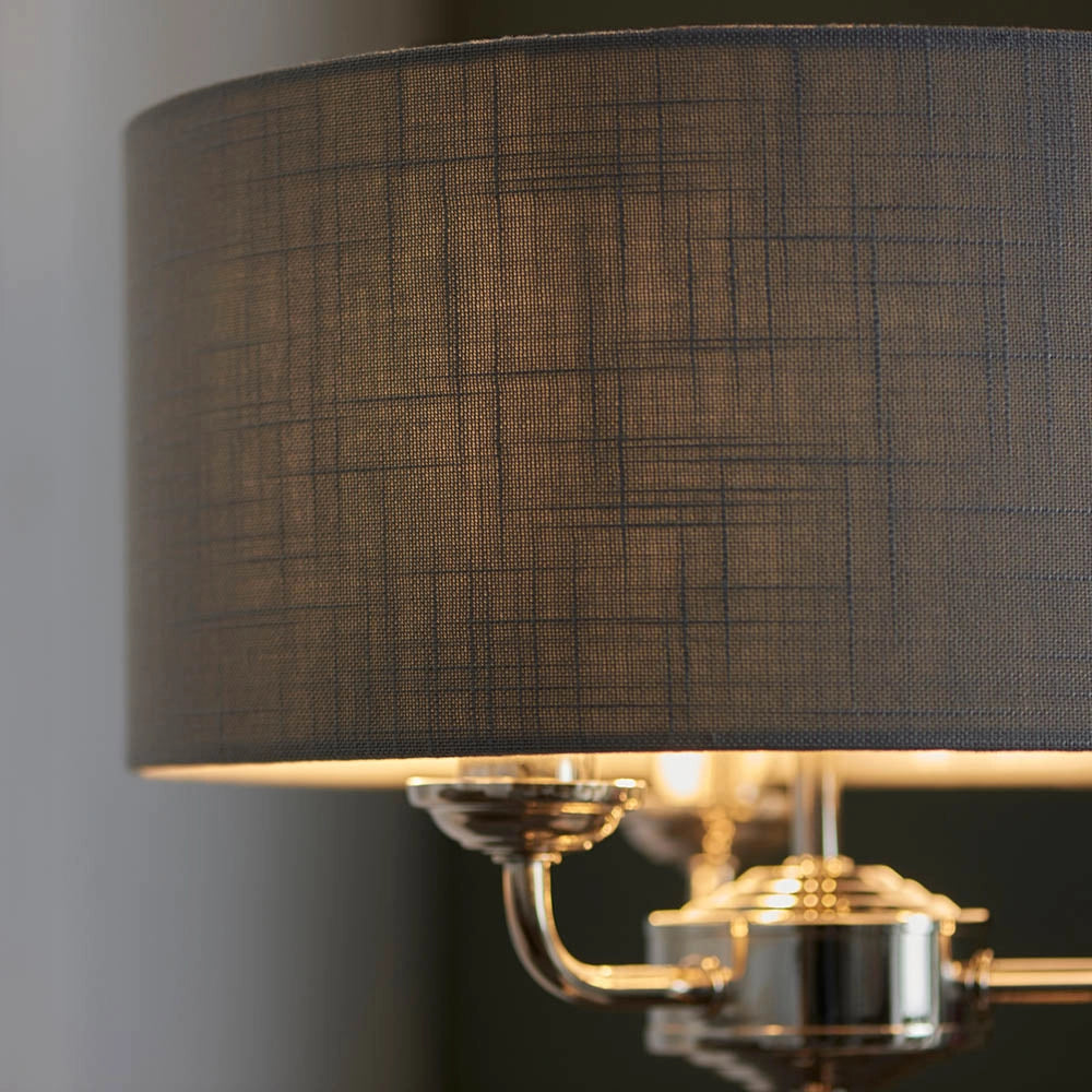 Lampada tavolo Highclere classica nichel 3xE14 grafite