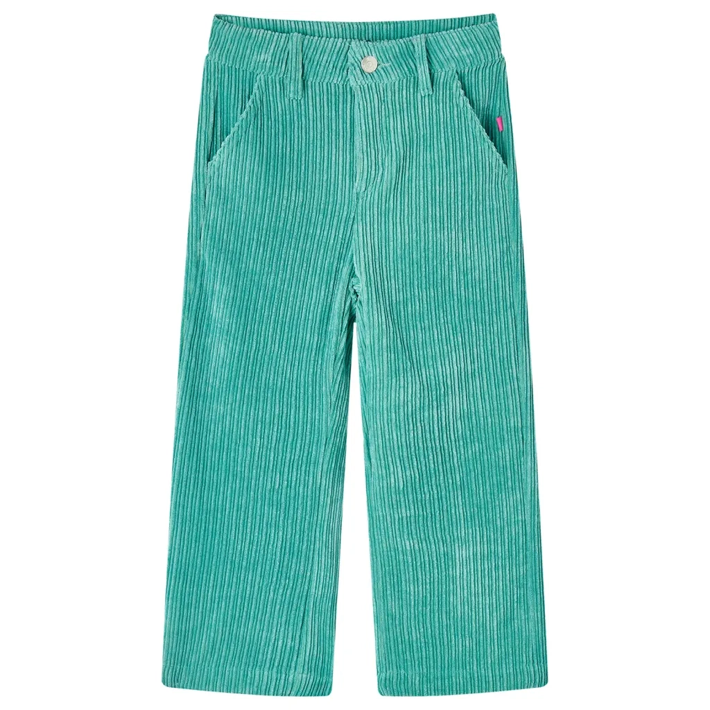 Pantaloni per Bambini in Velluto a Coste Verde Menta 116 14366