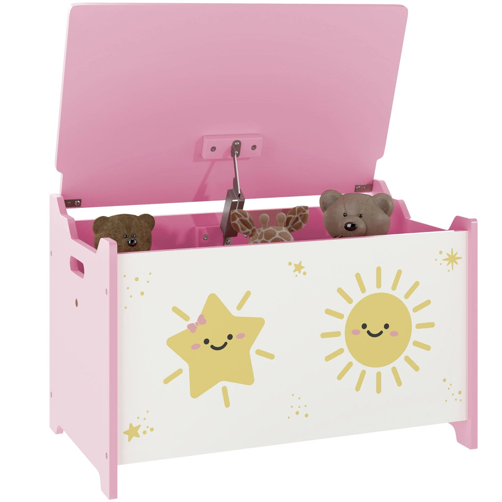 Baule Portagiochi con Coperchio per Bambini per Giocattoli e Vestiti. 60x37x39 cm. Rosa